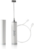 Joe’y High-Grade Milk Frother, USB-Powered Handheld Whisk for Coffee, Lattes, Matcha, Hot Chocolate, Dual-Speed Stainless Steel Frothing Wand with Travel Case, Double-Whisk, White