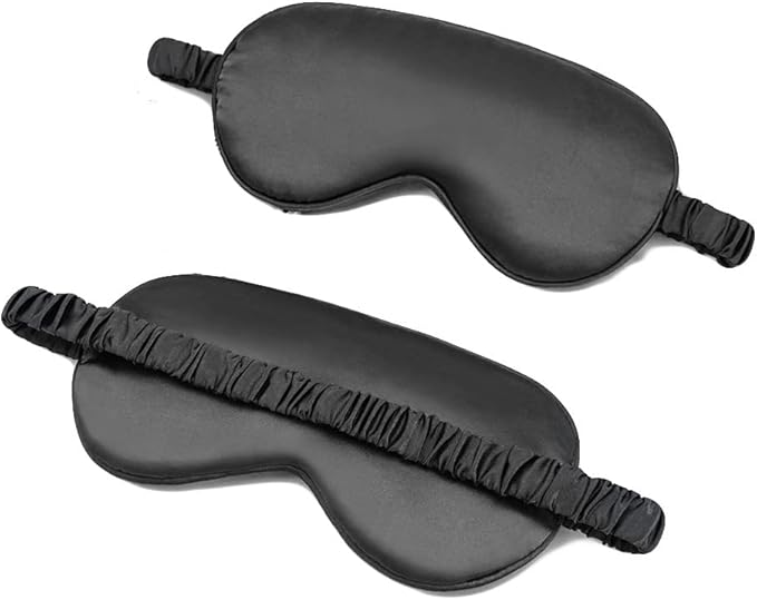 100% Natural Mulberry Soft Silk Sleep Mask, Light Blocking Eye Masks For Sleep, Night Blindfold Eye Mask Cover For Men And Women, Sleeping Night Mask For Travel (Black)-BrightBean Baby