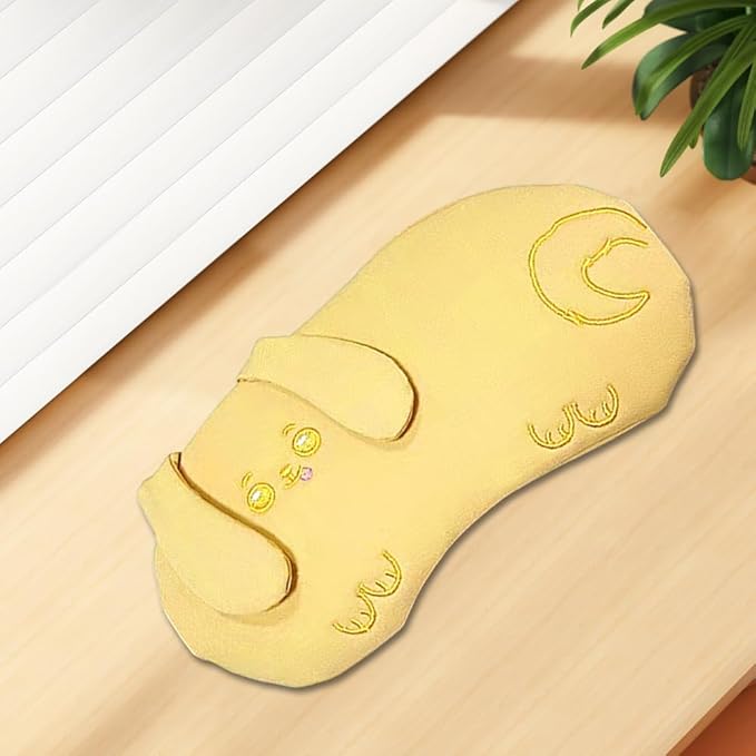 PERFECTSIGHT Eye Mask, Cute Plush Lightweight Adjustable Eyeshade, Faux Fur Cover for Women Men Sleep Travel Nap, Yellow Puppy-BrightBean Baby