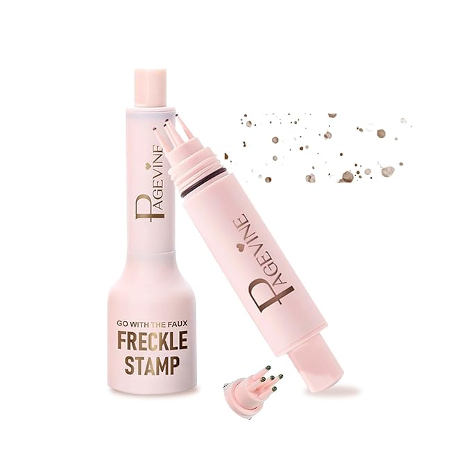 Freckle Stamp - Freckle Pen Waterproof, Long Lasting Fake Freckles,Quick Dry 5-Point Faux Freckles Stamp Cushion Stain Marker in One Press Natural and Lifelike Sunkissed Pencil Tool Makeup (#2-Medium)-BrightBean Baby