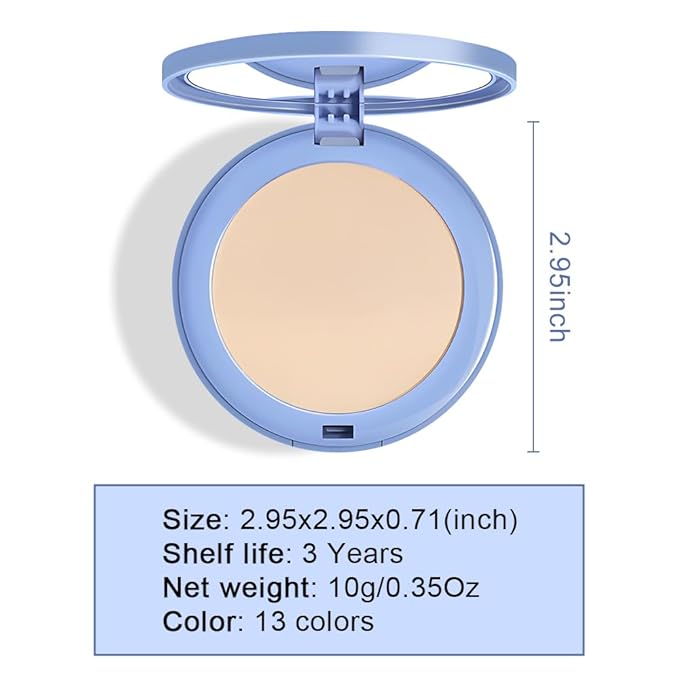 evpct Kaely Oil Control Pressed Face Powder, Get Smooth Flawless Fine Lines and Lightweight Finishing Foundation, Control Shine Long Lasting Waterproof Face Setting Powder Cosmetic, 01 Classic Ivory-BrightBean Baby