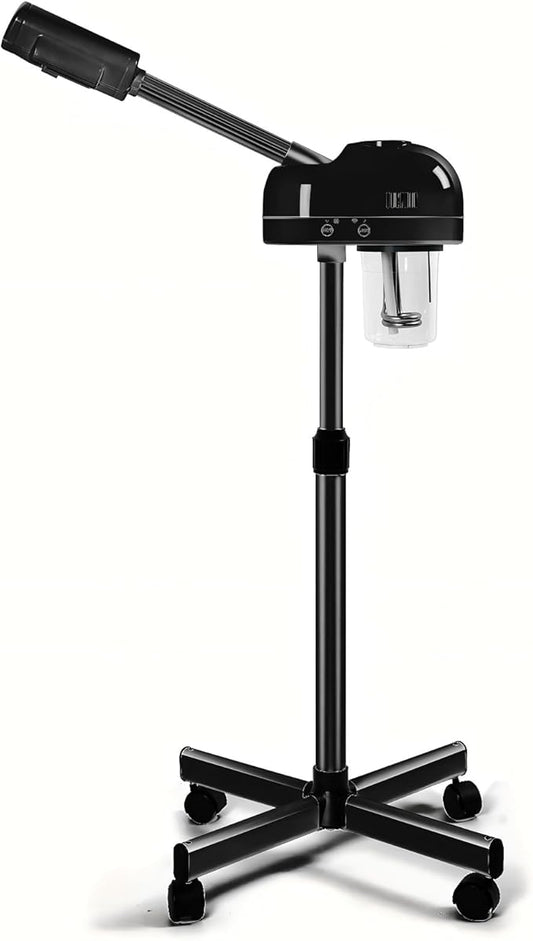 Stand Professional Ozone Facial Steamer with Touch Control, Hot Mist Function, Adjustable Height & Rolling Base, 360° Rotatable Nozzle, Use for Home, Salon SPA (Black)-BrightBean Baby