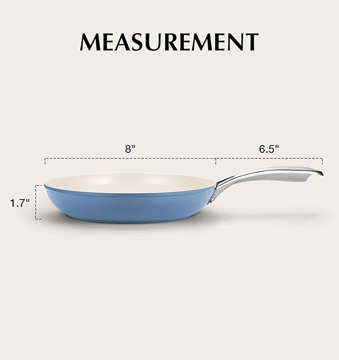 KOCH SYSTEME CS Nonstick Frying Pan Skillet 8 Inch - Ceramic Blue Omelet Pan