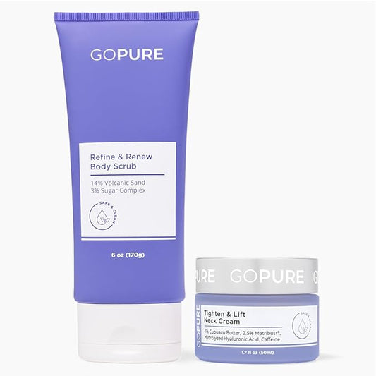 goPure Neck Firming Duo, Tighten & Lift Neck Cream, Refine & Renew Body Scrub, 2 piece set-BrightBean Baby