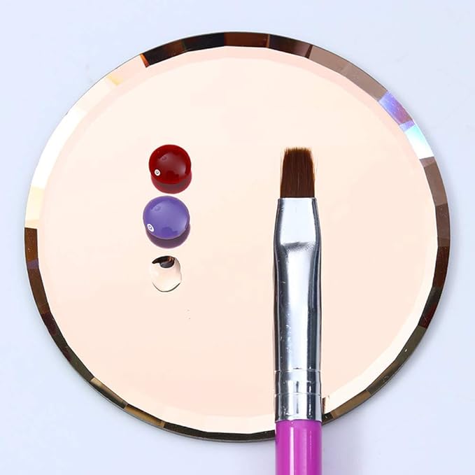 5Pcs Mirror Empty Nail Art Palettes Plate Round Glass Manicure Palette Nail Art Display Tray Board Holder Gel Polish Drawing Color Mixing Palette for Women Beauty Tool, Assorted Color-BrightBean Baby