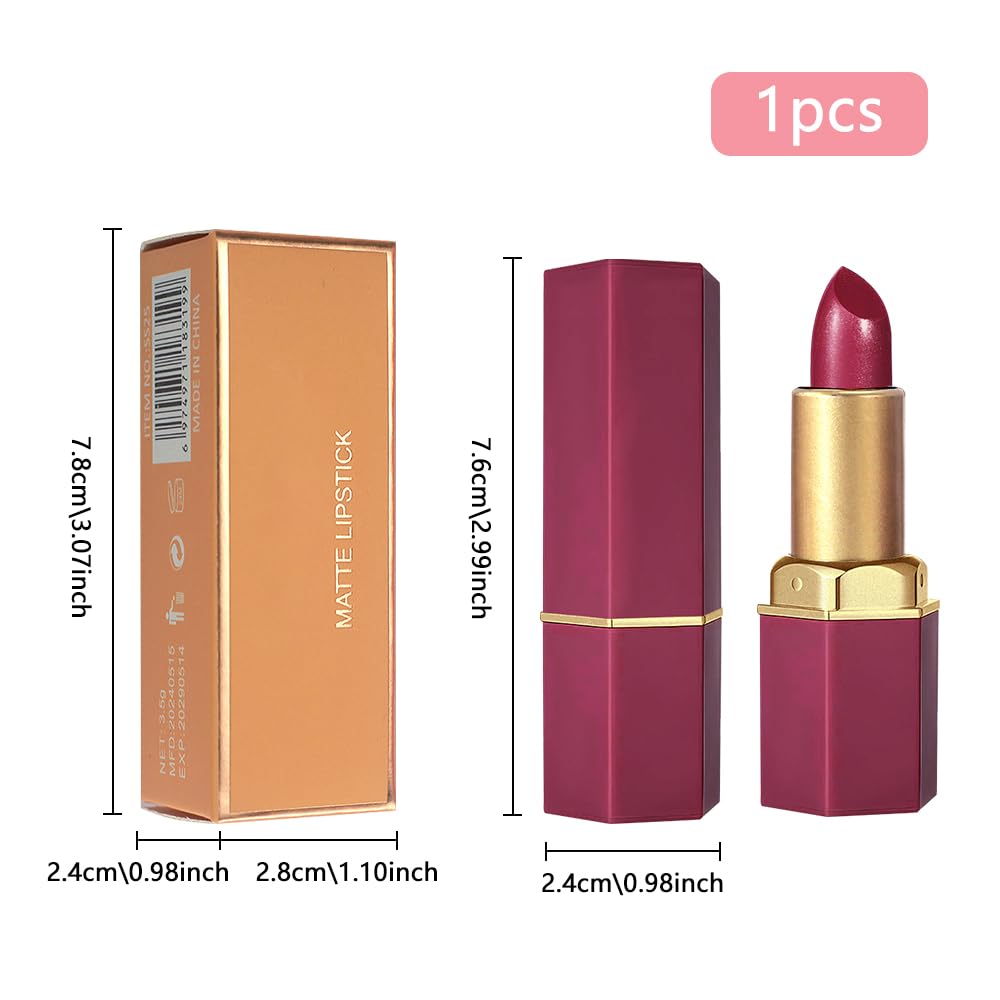 Plum Metallic Lipstick for Women,Lightweight Shimmer Frosted Lipstick,Glitter Lip Gloss Stain Long Lasting Waterproof Smudge Proof 24 Hour Full Coverage Lip Makeup,Vegan-BrightBean Baby