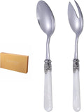 2-piece Salad Servers Stainless Steel Salad Serving Set Salad Fork and Spoon (White)