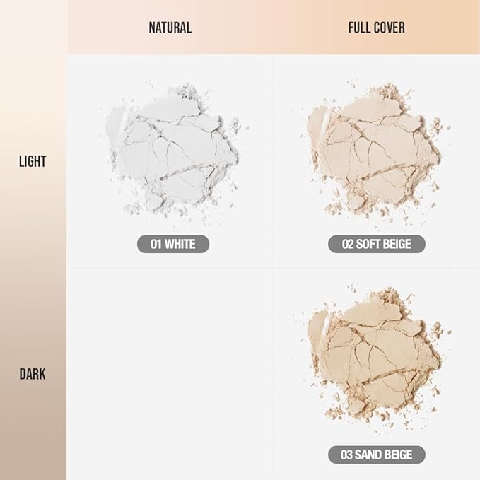 Finish Setting Pact - Blurs Pore & Fine Lines, Long-wearing, Matte Finish, Ideal for Oily Skin, Korean Makeup, 0.14 Oz. (03 Sand Beige, 0.14 Oz.)-BrightBean Baby