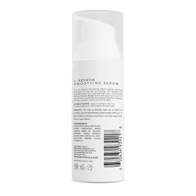 Peter Coppola a-Keratin Smoothing Serum - Lightweight Serum Adds Shine & Moisture To Frizzy And Damaged Hair - Hair Repair Serum With Argan Oil Conditions & Hydrates Frizz & Split Ends 1.69 oz-BrightBean Baby