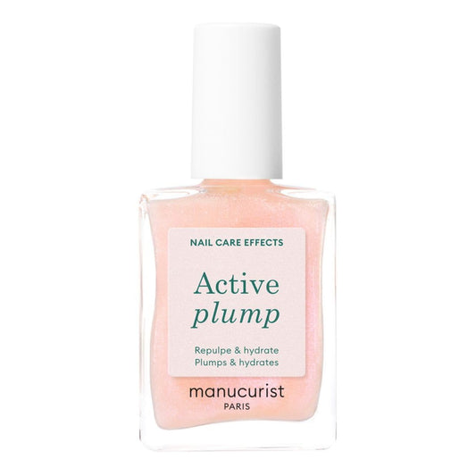 Manucurist Active Plump Nail Polish & Care - Collagen & Peach Extract - No Lamp - Nail Hydrator with Ultra-Glossy Baby Rose Shimmer for Instant Plumping Effect - Nail Volumizer - Vegan & Plant-Based-BrightBean Baby