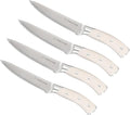 DURA LIVING 4-Piece Serrated Kitchen Steak Knife Set – Forged High Carbon Stainless Steel, Ultra Sharp, Ergonomic Black Handles, Durable Dinner Knives, Cream Handle