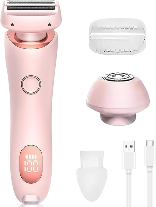Womens Electric Shaver, 2 in 1 Razor for Women, Wet & Dry Electric Waterproof Razor with LED Display, Cordless Bikini Trimmer for Sensitive Skin, Painless Hair Removal-BrightBean Baby