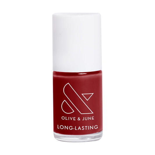 Olive & June Long Lasting Nail Polish | Plump Gel-Like Finish No Lamp Needed | Lasts up to 10 days | Salon-Quality Color at Home | 15-Free, Vegan & Cruelty-Free Chip-Resistant | Cozy Up | Brick Red-BrightBean Baby