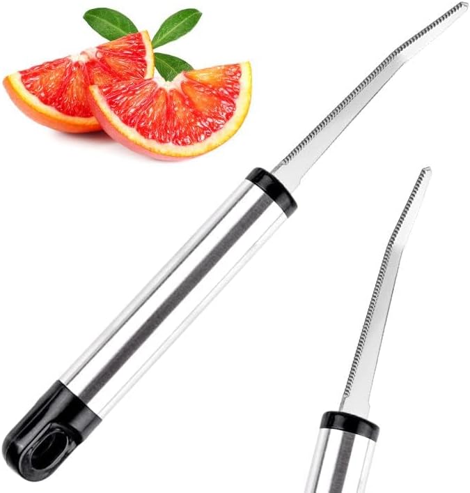 WXJ13 7 PCS Grapefruit Spoons and Grapefruit Knife, Stainless Steel Grapefruit Dessert Spoon Serrated Grapefruit Utensils Tools for Citrus Fruits Kiwi Lemon Desserts Salads