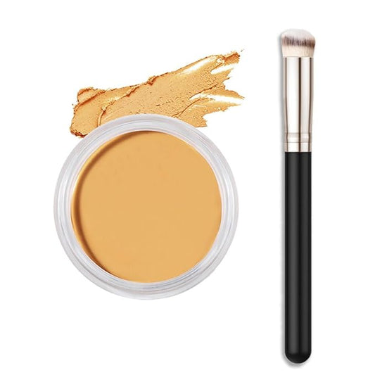 Kaely Cream Pot Concealer Full Coverage Set,Conceal Brighten Dark Circles,under Eye Brightener Color Correcting Concealer,Waterproof Foundation Palette with Brush,corrector de ojeras,Vegan Makeup,05-BrightBean Baby