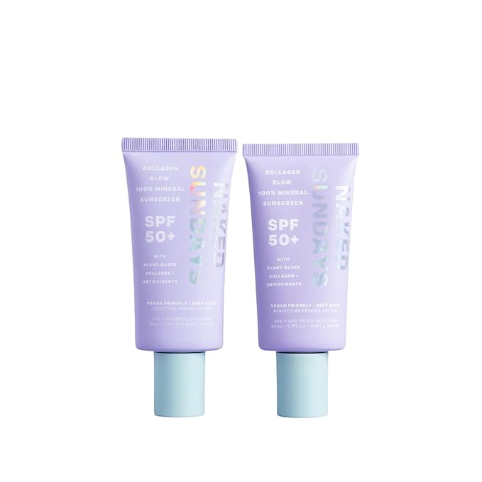 Naked Sundays SPF 50 Mineral Facial Sunscreen, Hydrating SPF with Zinc Oxide, Primer & Sheer Tint for Healthy Glow - 2 pack-BrightBean Baby