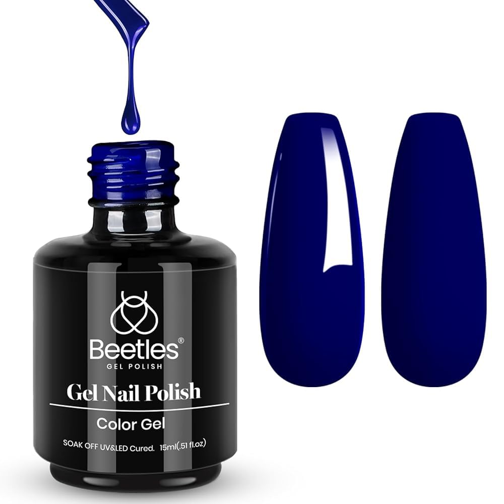 Beetles Navy Blue Gel Nail Polish, 15ml Midnight Ocean Dark Blue Soak Off Uv LED Nail Lamp Gel Nail Polish Manicure Salon and DIY at Home-BrightBean Baby