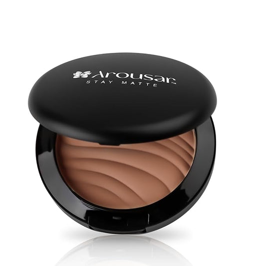 Pressed Face Powder, Flawless and Oil Control Pressed Setting Powder, Long Lasting Matte Finish 5# CARAMEL 05-BrightBean Baby