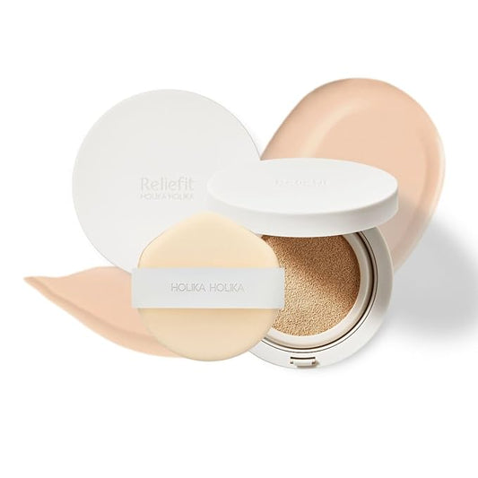 Holika Holika Reliefit CICA Clear Cushion 02 Petal Ivory 14g, 0.49oz / 1Set + 1 Refill/Vegan Cushion Foundation-BrightBean Baby