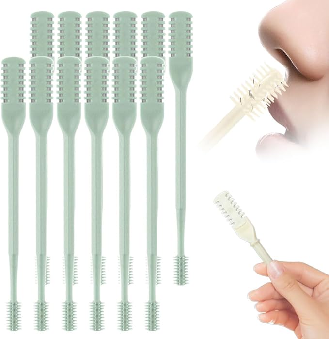 Nasal Hair Cutter, 2025 Upgraded Double Sided Noses Hairs Knife, 360° Rotating Portable Manual Nose Hair Trimmer, Noses Hairs Remover for Women Men Travel Essentials (Light Green, 12 Pcs)-BrightBean Baby