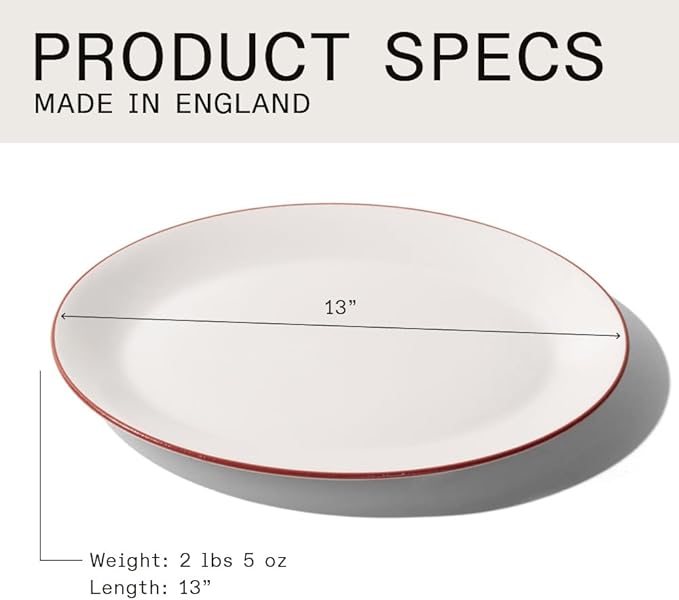 Made In Cookware - Serving Platter - White With Red Rim - Porcelain England