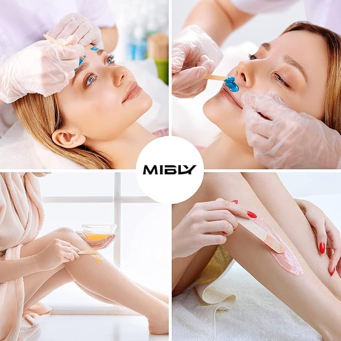 Mibly 4 Style Pack of 600 Assorted Wooden Wax Sticks for Body Legs Face and Small Medium Large Sizes Eyebrow Waxing Applicator Spatulas for Home and Spa Usage (Assorted Pack of 600)-BrightBean Baby