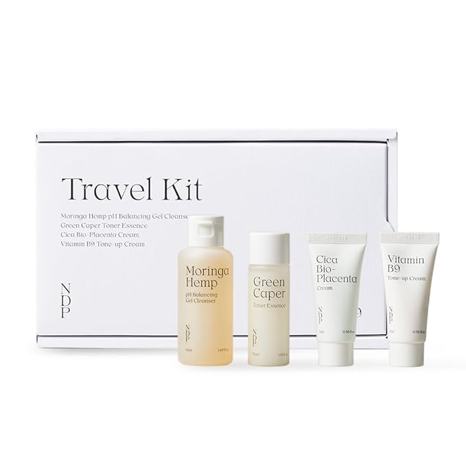 Travel Kit - Mini Travel Size Skincare Essentials - Moringa Hemp Gel Cleanser, Green Caper Toner Essence, Cica Bio-Placenta Cream, B9 Tone-Up Cream (4 items)-BrightBean Baby