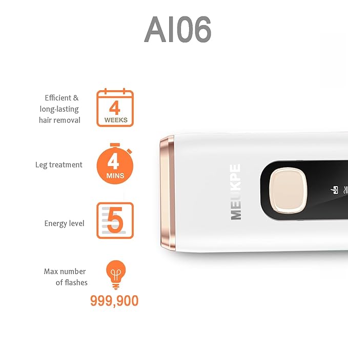 IPL Laser Hair Removal Device for Women Men at Home, Upgraded to 999,900 Flashes Permanent for Facial Legs Arms Bikini Line Whole Body Treatment (White Gold)-BrightBean Baby