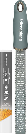 Microplane Premium Classic Zester - Eucalyptus Green | Lemon Zester tool, Hard Cheese & Vegetable Grater | For Citrus, Parmesan Cheese, Garlic, Ginger, Nutmeg | Fine Stainless Steel Blade, Made in USA