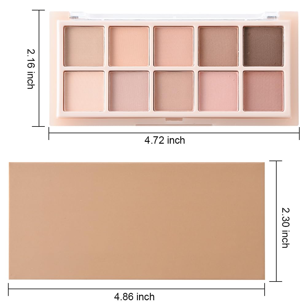 10 Color Matte Neutral Eyeshadow Palette - Nude Naked Beige Brown Shades, Blendable Long-Lasting, Vegan Cruelty-Free Natural Nude Eye Shadow Palette for Women, Professional Makeup Looks-BrightBean Baby