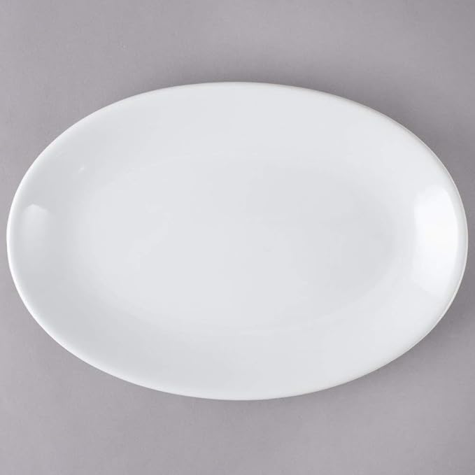 Stoneware Coupe Commercial Grade Dinnerware, Bright White, Oval Platter 11.75" x 8", Case of 12