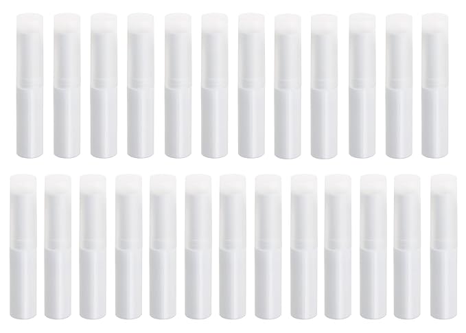 0.14oz Empty Flavored Lip Balm Container Tubes Plastic Homemade Moisturizing Lip Stick with Caps Bulk Fit for Women Adult DIY Making Supplies, 25 Count (White)-BrightBean Baby