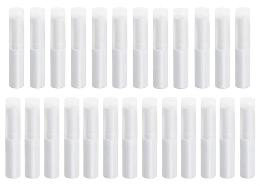 0.14oz Empty Flavored Lip Balm Container Tubes Plastic Homemade Moisturizing Lip Stick with Caps Bulk Fit for Women Adult DIY Making Supplies, 25 Count (White)-BrightBean Baby