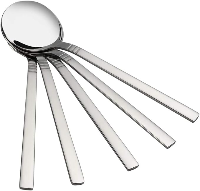 Round Soup Spoon, 12 Pieces Stainless Steel Bouillon Spoons