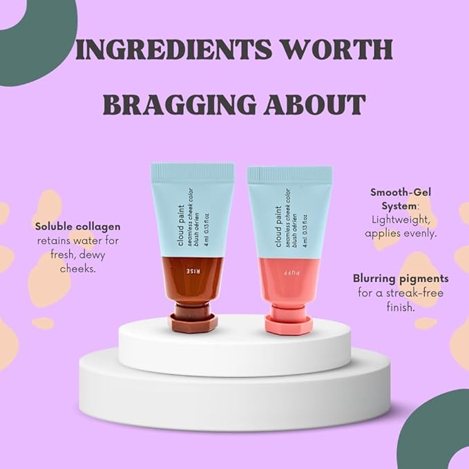 Glossier Mini Cloud Paint Gel Cream Blush Duo:: Rise (Warm Terracotta) and Puff (Light, Cool Pink)-BrightBean Baby