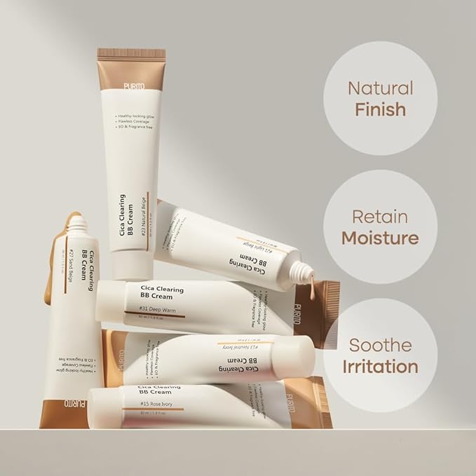 PURITO Cica Clearing BB Cream #23 Natural Beige 1 fl.oz / 30ml, Vegan bb cream, foundation, cruelty free-BrightBean Baby