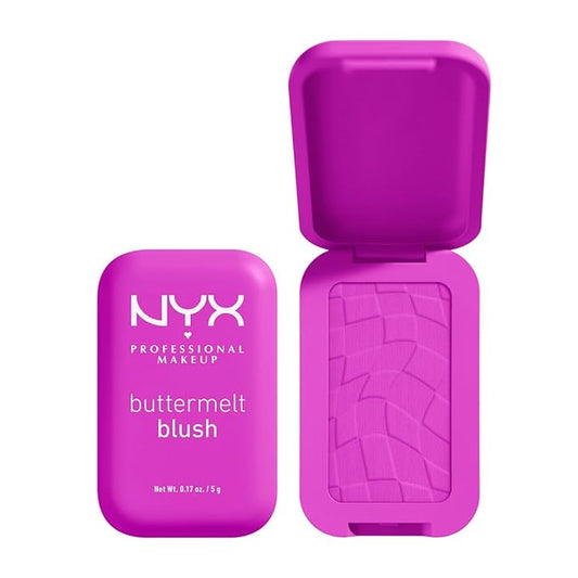 NYX PROFESSIONAL MAKEUP Buttermelt Powder Blush, Fade and Transfer-Resistant Blush, Up to 12HR Make Up Wear, Vegan Formula - All The Butta-BrightBean Baby