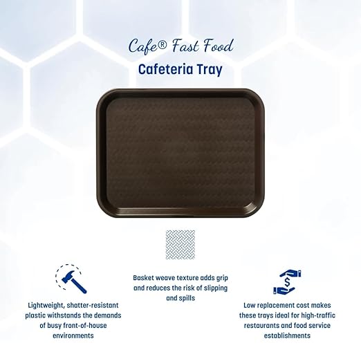 Carlisle FoodService Products CT121669 Café Standard Cafeteria / Fast Food Tray, 12" x 16", Chocolate