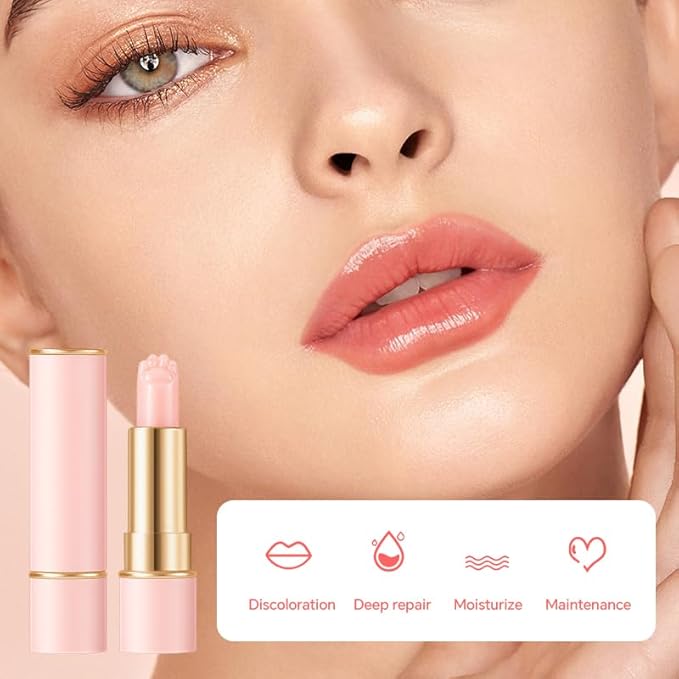 2PCS Thermochromic Lip Balm,Cat Paw Shaped Color Changing Lip Balm, Mini Cute Moisturizing Lip Balm, Long Lasting Lip Balm for Dry Lips Temperature Change Fruit Jelly Lipstick for Female Student-BrightBean Baby