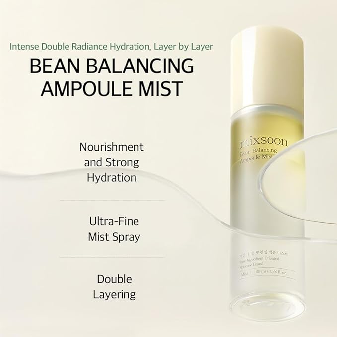 mixsoon Bean Balancing Ampoule Mist Skin moisturizer and Oil balance For Hydrated Radiance Korean Glass Skin Care 3.38 fl. oz. / 100ml-BrightBean Baby