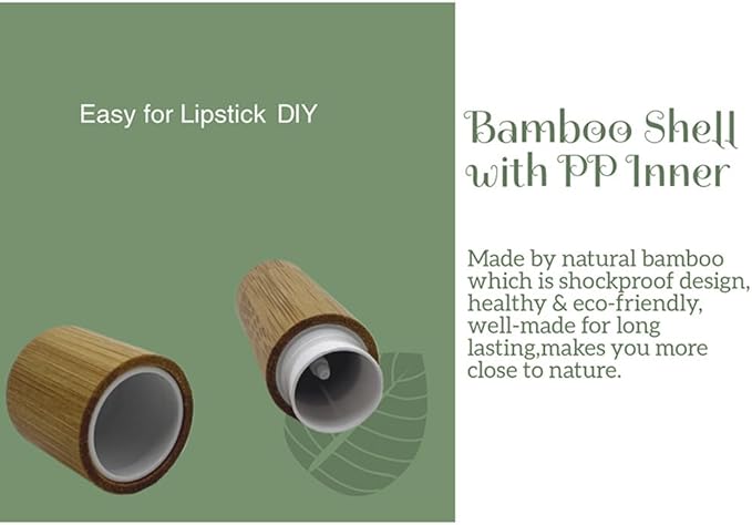 Bamboo Empty Lip Balm Containers 5.5g 6 Pack,Refillable DIY Lip Balm Tube Containers with Clear PP Plastic Inner,Lip Gloss Tubes Chapstick Holder for DIY Cosmetic Samples Deodorant-BrightBean Baby