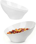 BESTVIP 12 Pack 20oz Angled Disposable Serving Bowls - White Plastic Serving Bowls for Party, Party Bowls for Chips, Snacks, Fruit, Salad - Bowls for Parties, Daily Use,Halloween, Christmas