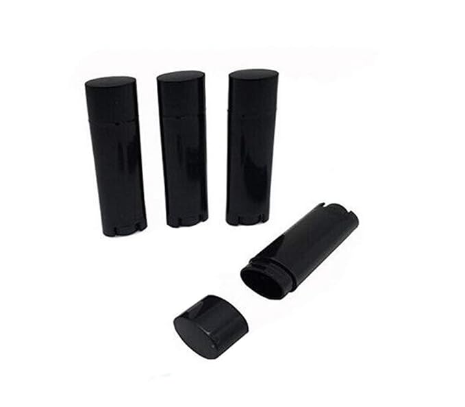 4.5g 0.15oz Empty Refillable Plastic DIY Lipstick Lip Balm Lip Gloss Tubes Holder Containers Oval Deodorant Crayon Tube Pipe Bottle Case (Pack of 10, Black)-BrightBean Baby