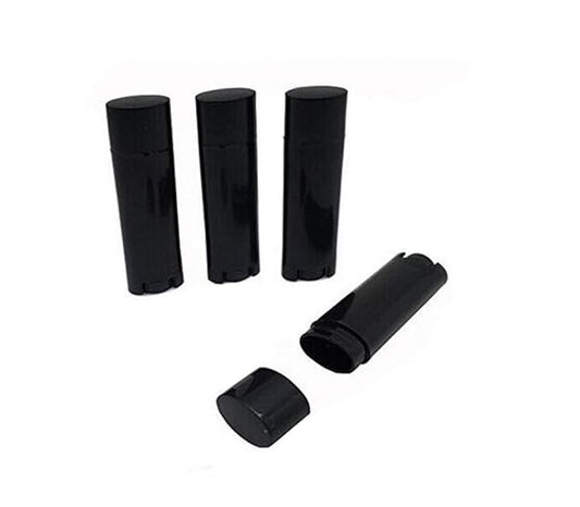 4.5g 0.15oz Empty Refillable Plastic DIY Lipstick Lip Balm Lip Gloss Tubes Holder Containers Oval Deodorant Crayon Tube Pipe Bottle Case (Pack of 10, Black)-BrightBean Baby