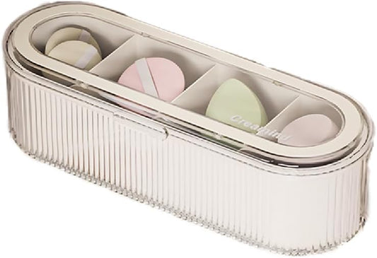 Clear Acrylic Makeup Brush Holder Organizer With Lid - Cosmetic Storage Case Display for Vanity and Sponges-BrightBean Baby
