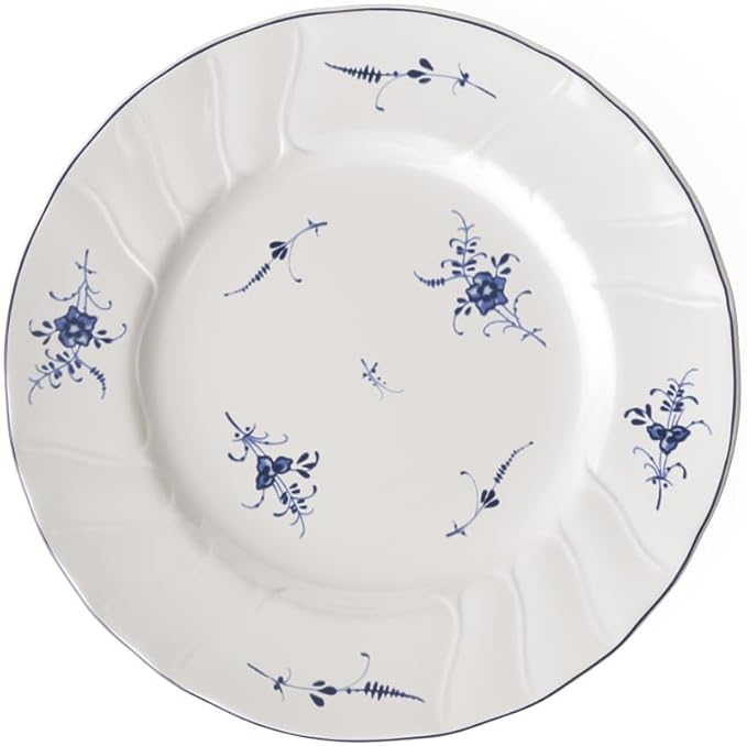Villeroy & Boch Vieux Luxembourg Salad Plate, 8 in, Premium Porcelain, White/Blue
