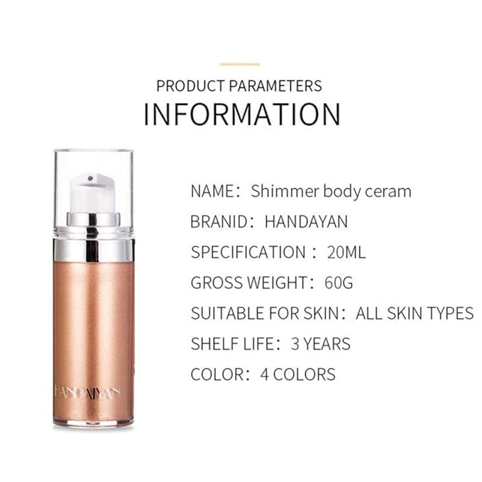 Body Face Luminizer Highlighter Cream Spray Liquid Bronzer Illuminator Glow Glistening Makeup Foundation (#3 Bronze Gold)-BrightBean Baby