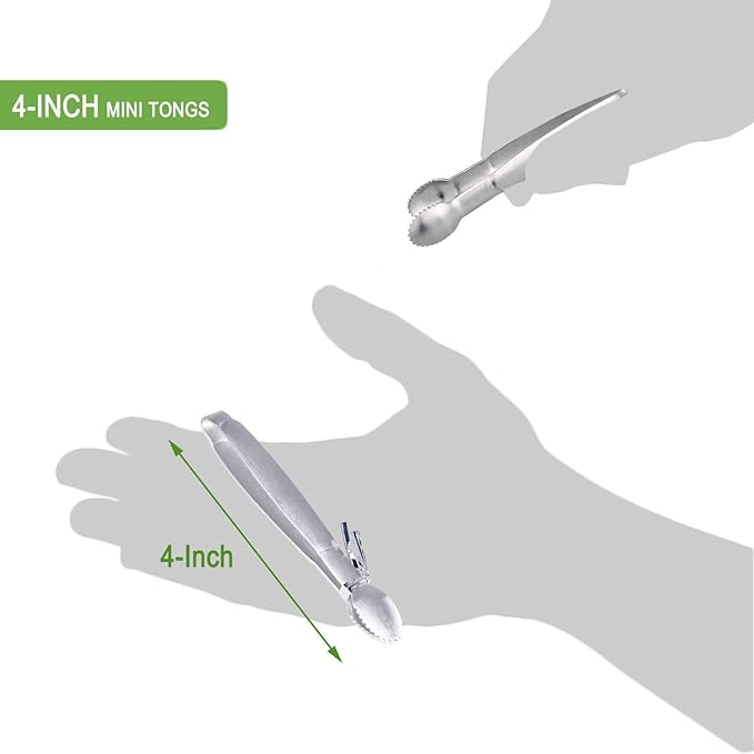 Sugar Tongs 4-Inch Mini Serving Tongs Stainless Steel Appetizer Tongs, Set of 4
