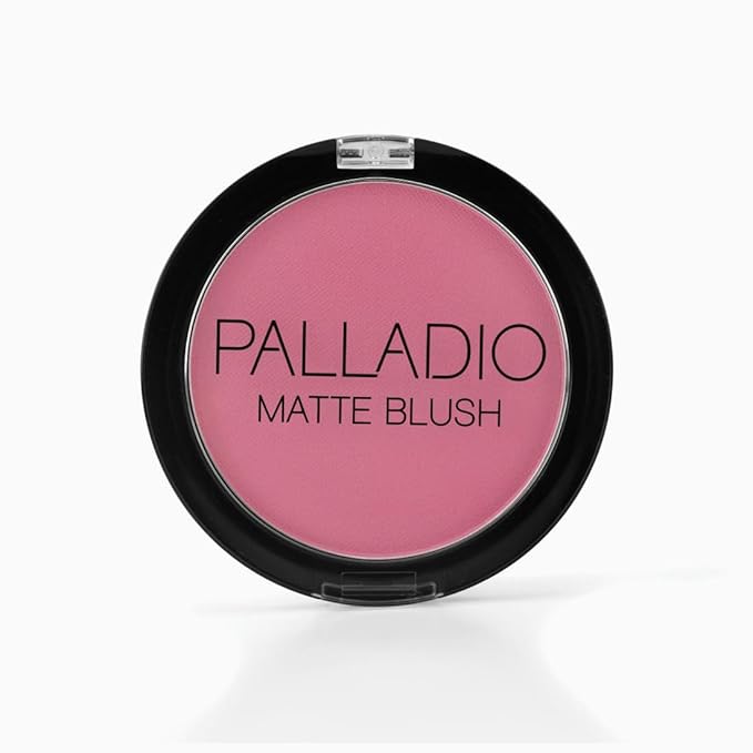 Palladio Matte Blush, Brushes onto Cheeks Smoothly, Soft Matte Look and Even Finish, Flawless Velvety Coverage, Effortless Blending Makeup, Flatters the Face, Convenient Compact, Bayberry-BrightBean Baby