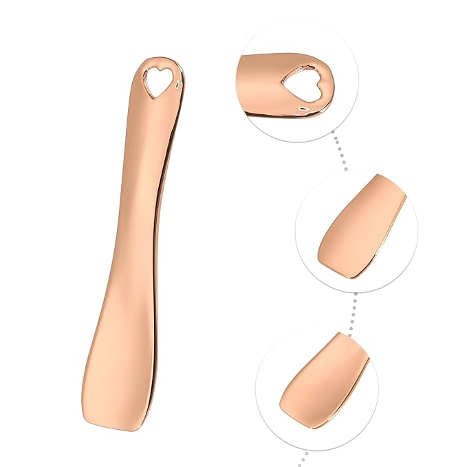 VOCOSTE 3 Pcs Makeup Spatula Mini Spoon, Eye Cream Massage Sticks Beauty Scoop, for Facial Cosmetic Face Cream, Heart Shape 2.36"x0.49", Rose Gold Tone-BrightBean Baby